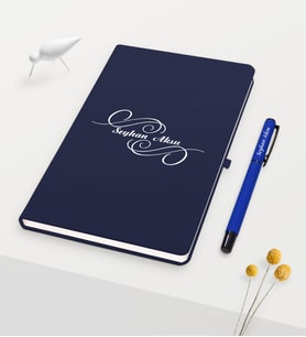 BK Gift Kişiye Özel İsimli Lacivert Defter Kalem Seti - 3 (Model 1)