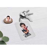 BK Gift Kişiye Özel Erkek Kuaför Karikatürlü Şeffaf Pleksi Anahtarlık (Beyaz)