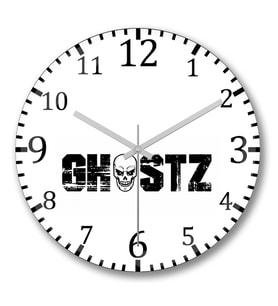 Ghostz Logo Preta  Duvar Saati Bombeli Gercek Cam