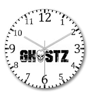 Ghostz Logo Preta  Duvar Saati Bombeli Gercek Cam