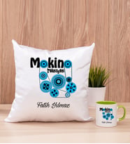 Makine Teknisyeni Kare Yastık ve Yeşil Kupa Bardak