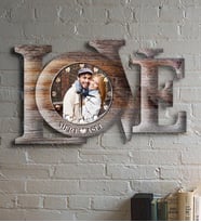 BK Gift Kişiye Özel Love Tasarımlı Ahşap Duvar Saati  5