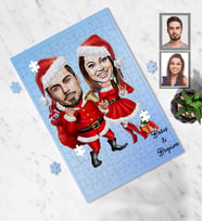 Kişiye Özel Yılbaşı Sevgili Karikatürlü 99 Parça Puzzle Model-1