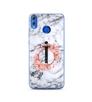 Mermer Çiçekli Harf Tasarım Süper Şeffaf Silikon Telefon Kılıfı Huawei Honor 8X 
