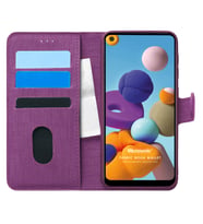 Microsonic Samsung Galaxy A21 Kılıf Fabric Book Wallet Mor