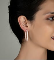 Gümüş Zirkon Taşlı Abiye Günlük Stil Tasarım Küpe (Beyaz)