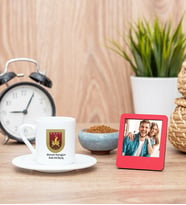 Kara Kuvvetleri Türk Kahvesi Fincanı ve Kırmızı Mini Fotoğraf Çerçevesi