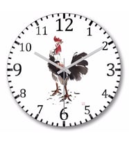 Rooster Stare Horoz Duvar Saati Bombeli Gercek Cam