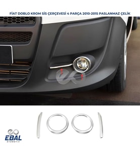 Fiat DOBLO Krom Sis Çerçevesi + Kaş 4 prç 2010-2014 P.ÇELİK
