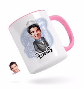 BK Gift Kişiye Özel Erkek Mühendis Karikatürlü Pembe Kupa Bardak