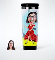 BK Gift Kişiye Özel Bayan Model Karikatürlü Çelik Termos Bardak  1