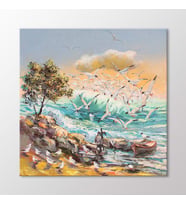 Arty Tablo Sahildeki Martılar Tablo (Karışık)