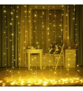 TechnoSmart 3x2 Metre Perde Led Animasyonlu 12 Saçaklı 240 Ledli Fişli Eklenebilir 8 Fonksiyonlu