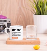 Anne Kelime Anlamı Ahşap Sunumlu Türk Kahvesi Fincanı
