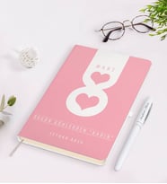 BK Gift Kişiye Özel Kadınlar Günü Tasarımlı Beyaz Defter Kalem Seti-7