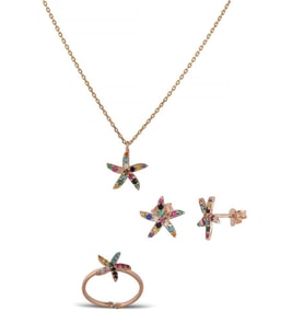 Deniz Yıldızı Gümüş Set İnlove Gümüş Kolye Set Takı (Rose)