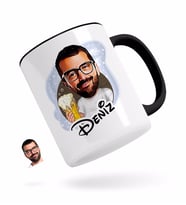BK Gift Kişiye Özel Erkek Karikatürlü Siyah Kupa Bardak-51