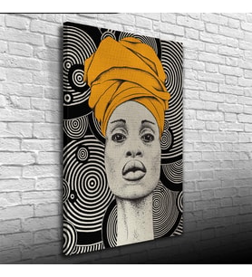 Aura Sarı Siyah Canvas Tablo (50X70) (Siyah-Hardal)