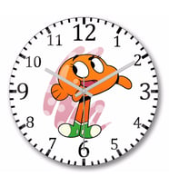 Cartoon Dylean Gumball Darwin Duvar Saati Bombeli Gercek Cam