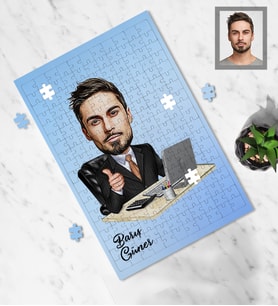 Kişiye Özel Patron Karikatürlü A4 99 Parça Puzzle Bay-27