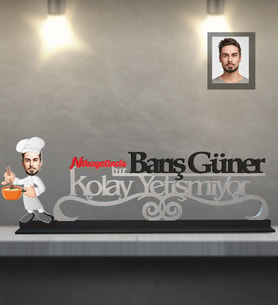 Kişiye Özel Aşçı Karikatürlü Kolay Yetişmiyor Ahşap Biblo Bay-1