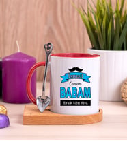 Canım Babam Ahşap Altlıklı Kırmızı Kupa Bardak