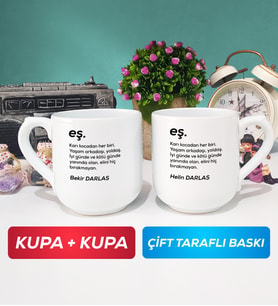 İkili Çiftlere Özel Eş Kupa Bardak Oval