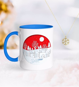 BK Gift Kişiye Özel Yılbaşı Mutlu Yıllar Mavi Kupa ve Kar Tanesi Kolye-24 (Model 1)