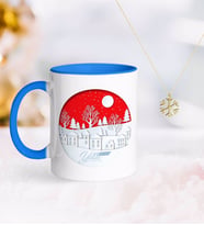 BK Gift Kişiye Özel Yılbaşı Mutlu Yıllar Mavi Kupa ve Kar Tanesi Kolye-24 (Model 1)