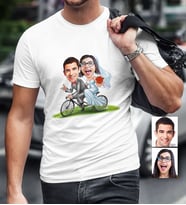 BK Gift Kişiye Özel Evleniyoruz Karikatür Beyaz Erkek Tişört  3