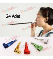 24 Adet Parti ve Yılbaşı düdüğü Üflemeli Öne Açılan Ötmeyen) (Krem)
