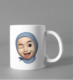 Emoji Kız Tesettürlü Stiker Kupası