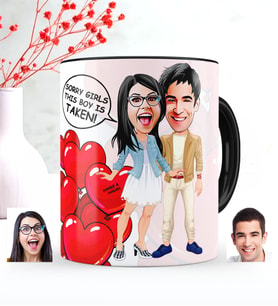 BK Gift Kişiye Özel Bay Sevgililer Karikatürlü Siyah Kupa Bardak - 1