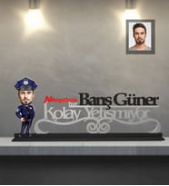 Kişiye Özel Polis Karikatürlü Kolay Yetişmiyor Ahşap Biblo Bay-3