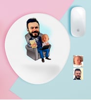 BK Gift Kişiye Özel Baba Oğul Karikatürlü Bilek Destekli Mouse Pad-1 (Beyaz)