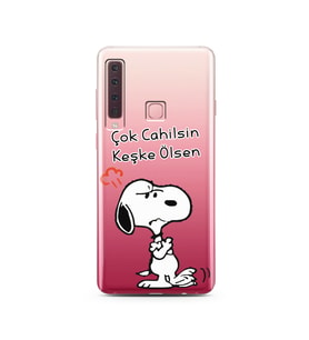 Snoopy Tasarımlı Süper Şeffaf Silikon Telefon Kılıfı Samsung A9 (2018)  