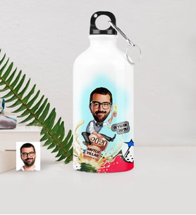 BK Gift Kişiye Özel Bay Yeni Yıl Karikatürlü Metal Suluk 500 Ml