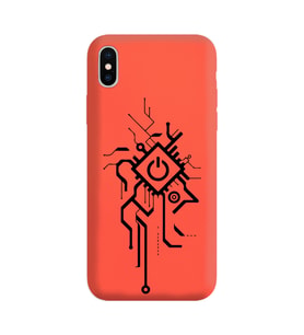 Iphone Xs Çizgi Tasarımlı Turuncu Lansman Telefon Kılıfı
