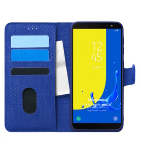 Microsonic Samsung Galaxy J6 Kılıf Fabric Book Wallet Lacivert