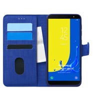 Microsonic Samsung Galaxy J6 Kılıf Fabric Book Wallet Lacivert