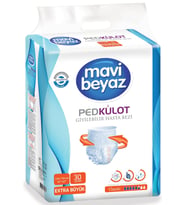 Mavi Beyaz Ped Emici Külot Hasta Bezi XL Ekstra Büyük (30 Adet)