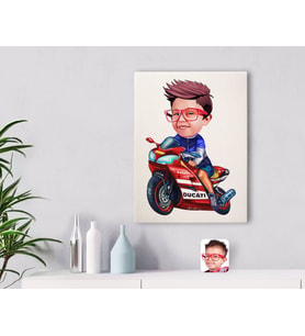 BK Gift Kişiye Özel Motorcu Çocuk Karikatürlü Kanvas Tablo 30x50cm-1