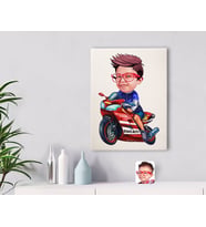 BK Gift Kişiye Özel Motorcu Çocuk Karikatürlü Kanvas Tablo 30x50cm-1