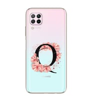 Pembe Çiçekli Harf Tasarım Süper Şeffaf Silikon Telefon Kılıfı Huawei P40 Lite Q