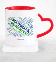 BK Gift Kişiye Özel Mesleki Matematik Mühendisi Kırmızı Kalpli Kupa Bardak  1