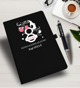 Kişiye Özel Kadınlar Günü Baskılı İsme Özel Defter ve Kalem