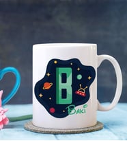 Kişiye Özel B Harfi Temalı Space Tasarımlı Beyaz Kupa