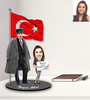 Kişiye Özel Atatürk Tasarımlı Karikatür Ahşap Biblo Bayan-2