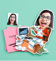 BK Gift Kişiye Özel Bayan Bankacı Karikatürlü Ahşap Magnet (Çok Renkli)