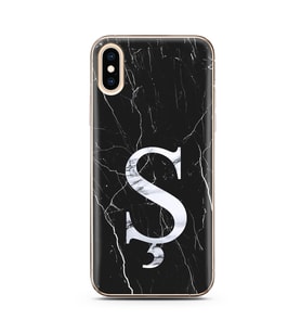 Iphone Xs Siyah Mermer Harf Tasarımlı Telefon Kılıfı Ş-Harfi 